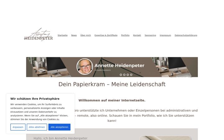Screenshot of assistenz-heidenpeter.de
