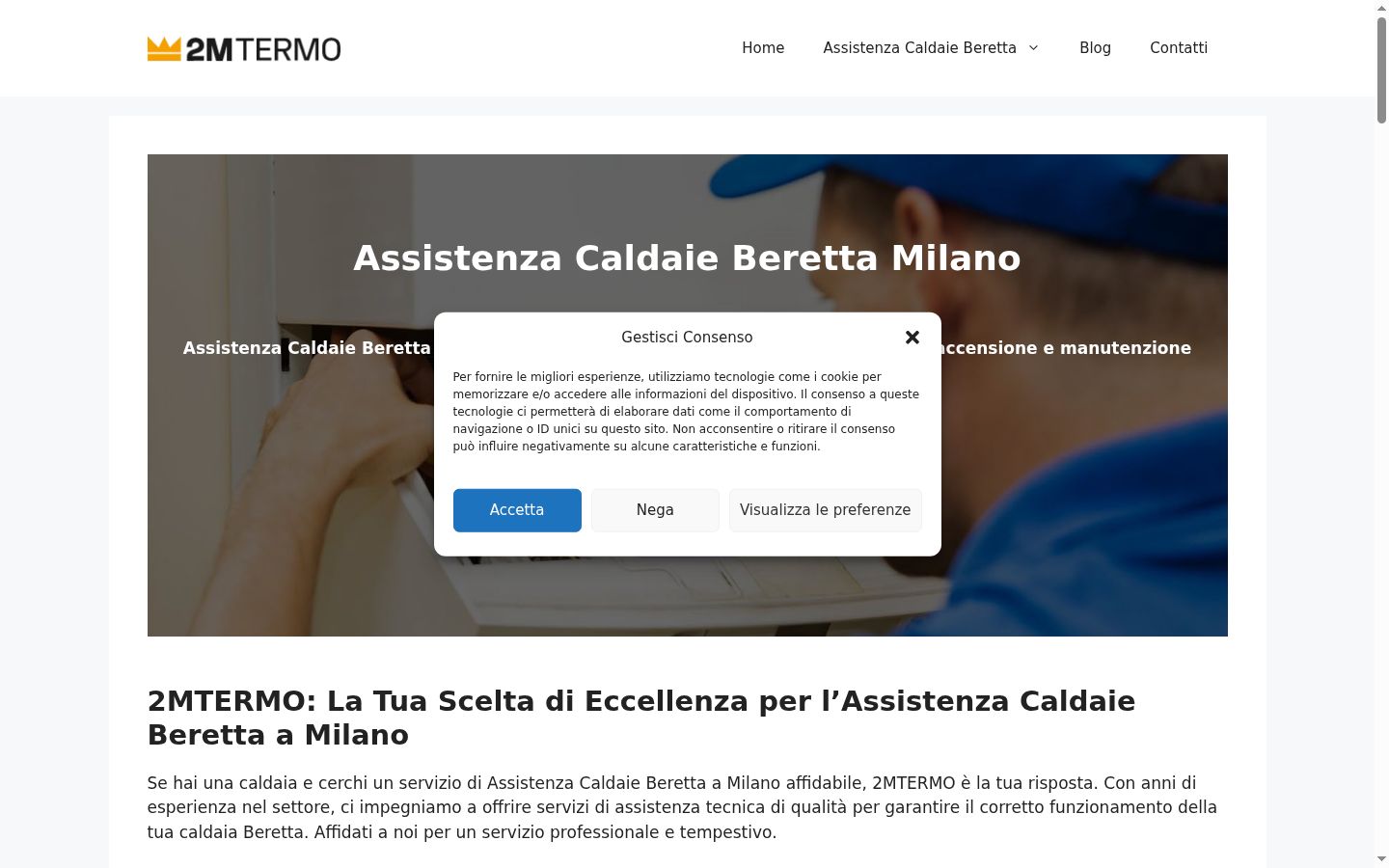 Screenshot del banner di consenso mostrato prima di qualsiasi interazione