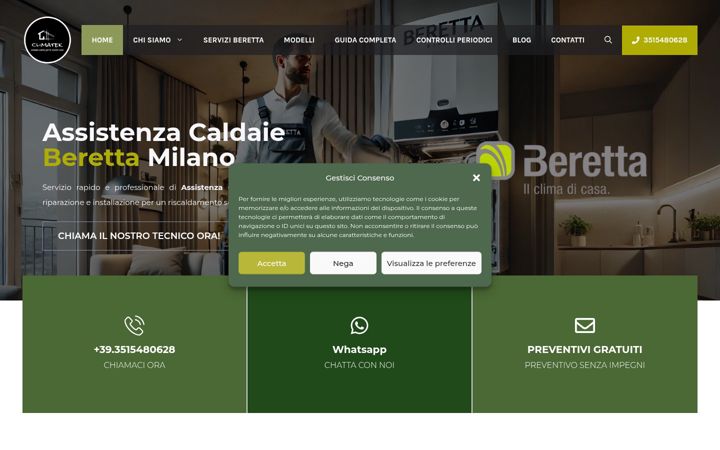 Captură de ecran a assistenzacaldaieberetta.milano.it