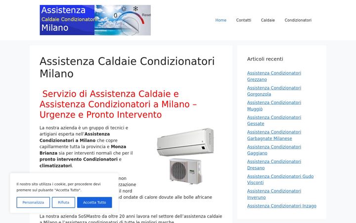 Captură de ecran a assistenzacaldaiecondizionatorimilano.it
