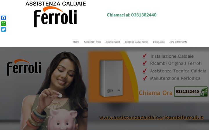 Captură de ecran a assistenzacaldaieericambiferroli.it