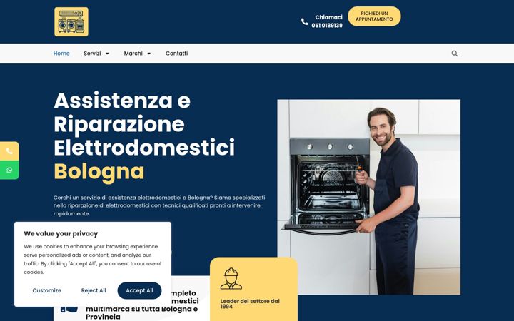 Screenshot of assistenzaelettrodomestici-bologna.com