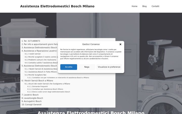 Screenshot ta' assistenzaelettrodomesticibosch.milano.it