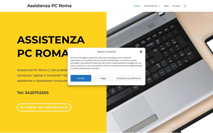 Kuvakaappaus sivustosta assistenzapc-roma.it