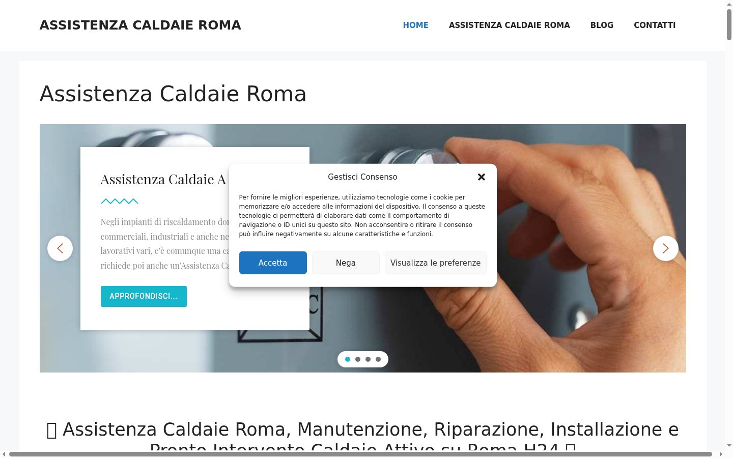 Screenshot del banner di consenso mostrato prima di qualsiasi interazione