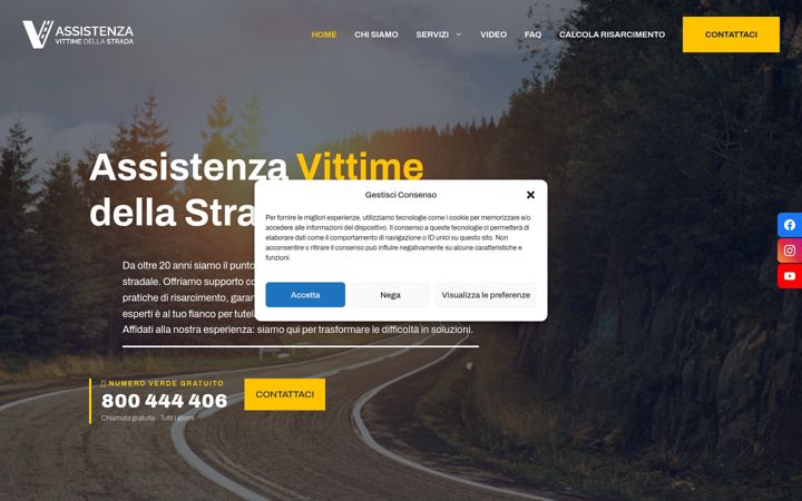 Екранна снимка на assistenzavittimedellastrada.it