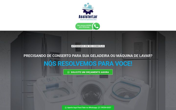 Screenshot of assisterlarrefrigeracao.com.br