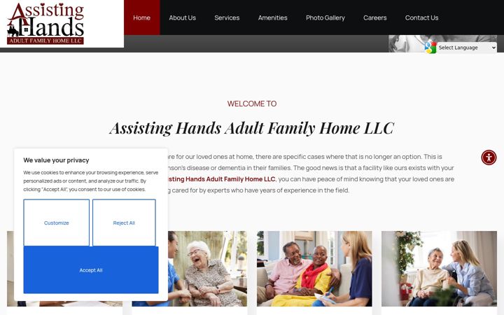 Screenshot of assistinghandsafh.com