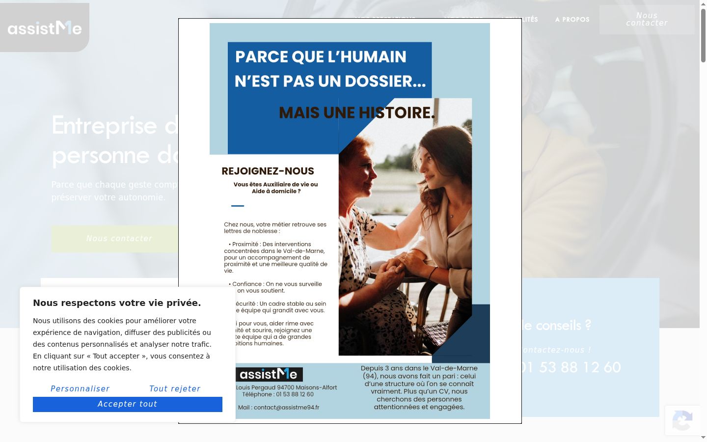 Screenshot of the consent banner shown before any interaction