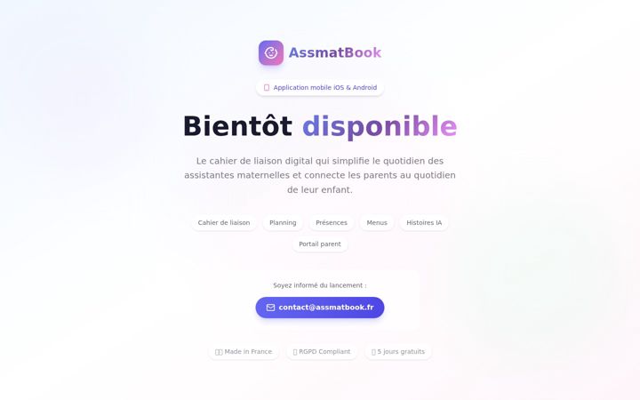 Screenshot of assmatbook.fr
