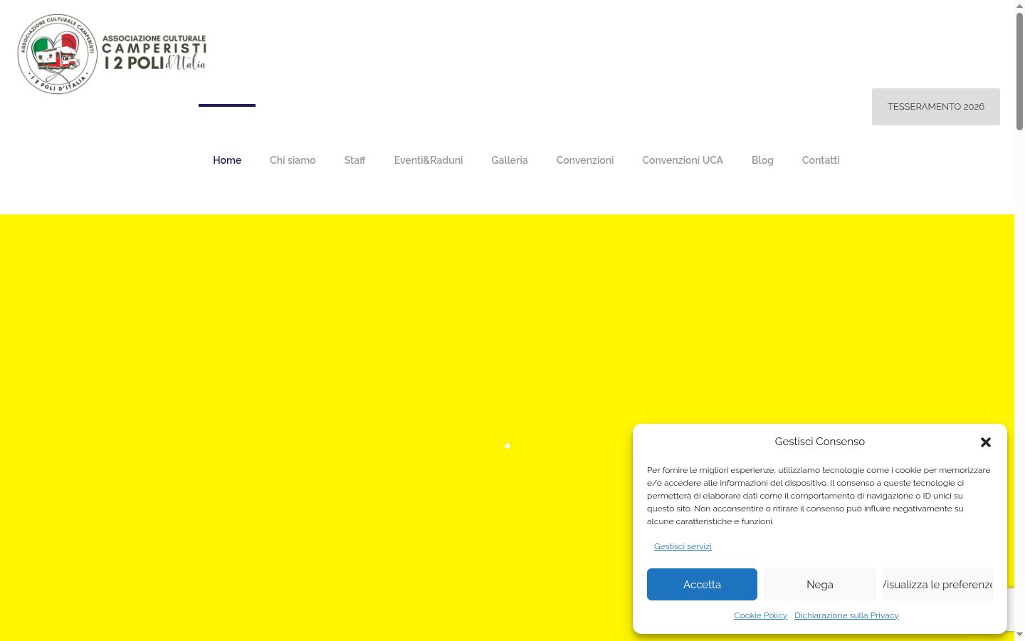 Screenshot del banner di consenso mostrato prima di qualsiasi interazione