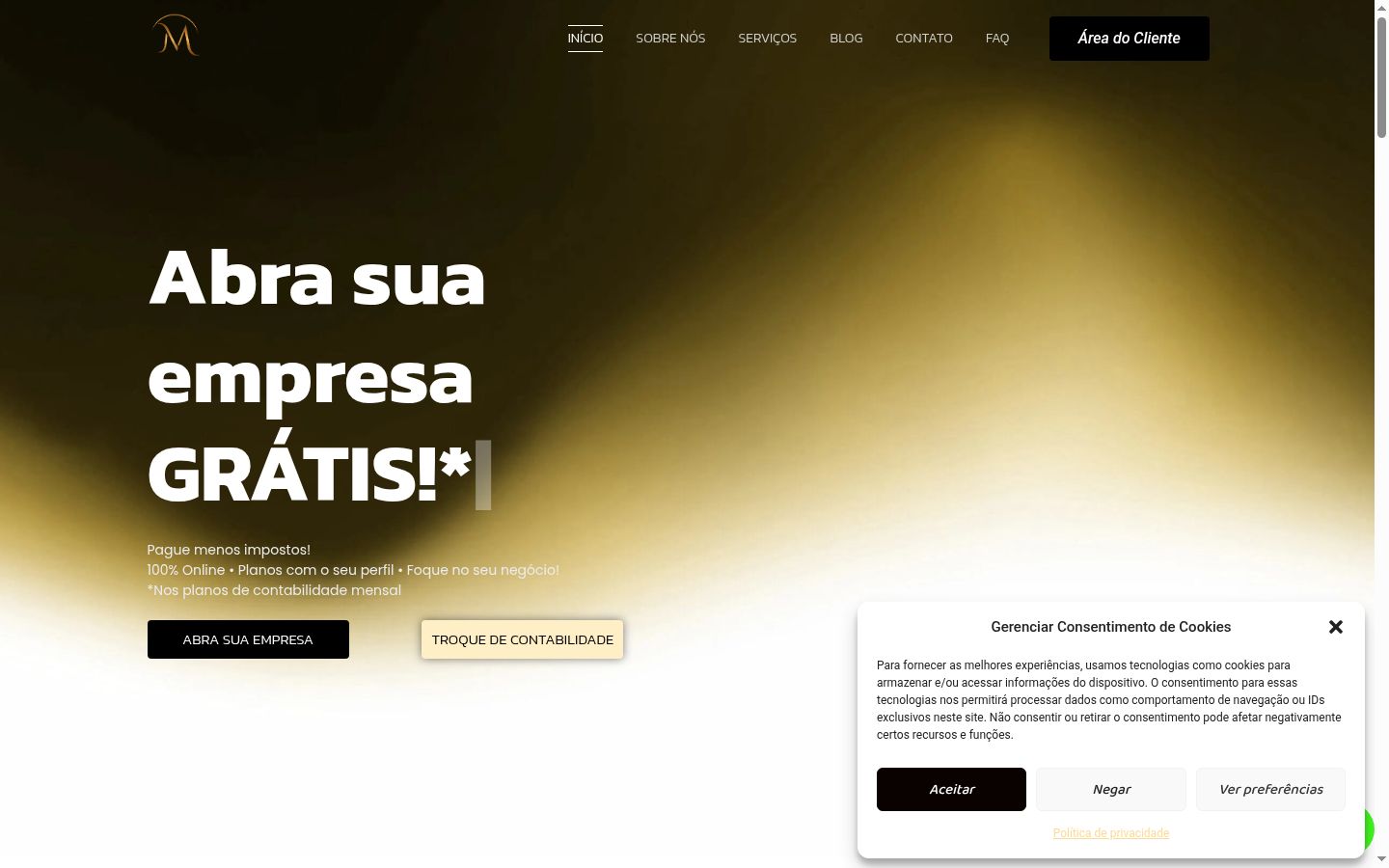 Screenshot of the consent banner shown before any interaction