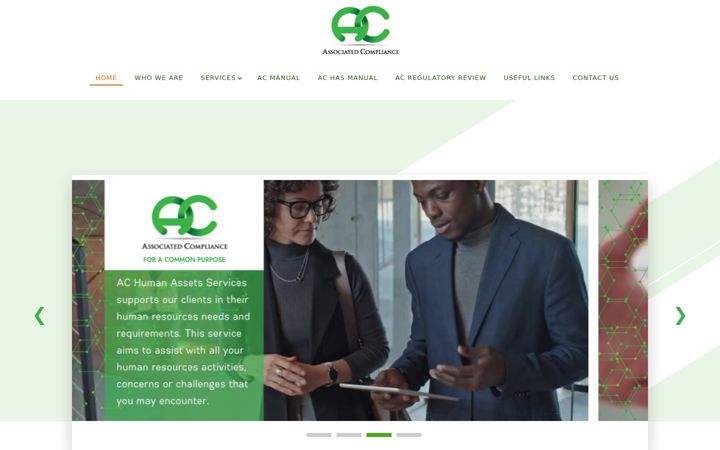 Ekrano kopija associatedcompliance.co.za