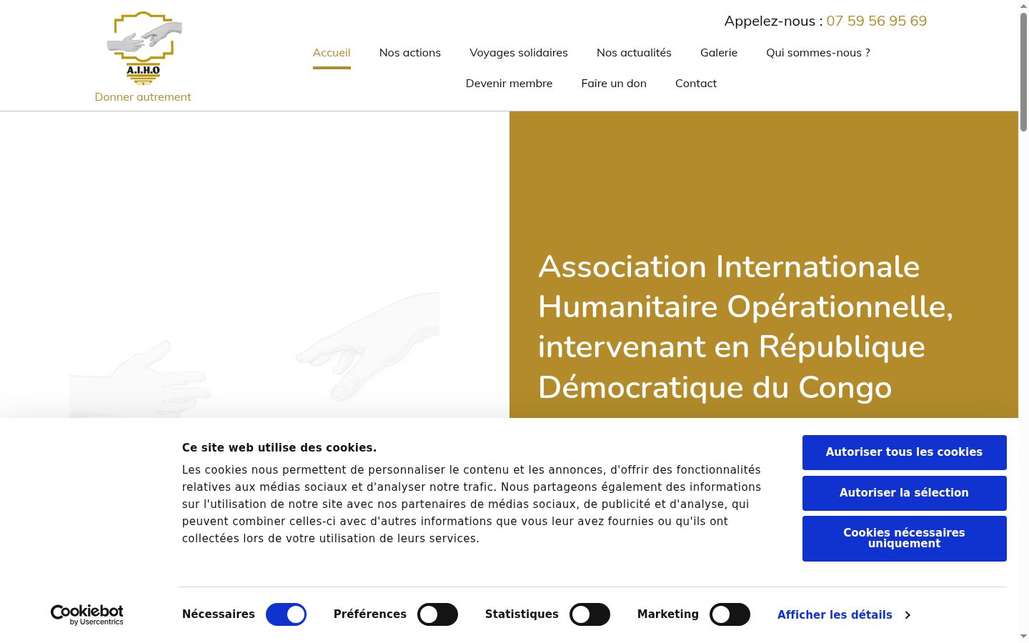 Screenshot del banner di consenso mostrato prima di qualsiasi interazione