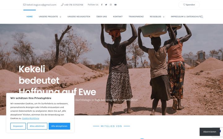 Screenshot of association-kekeli-togo.com