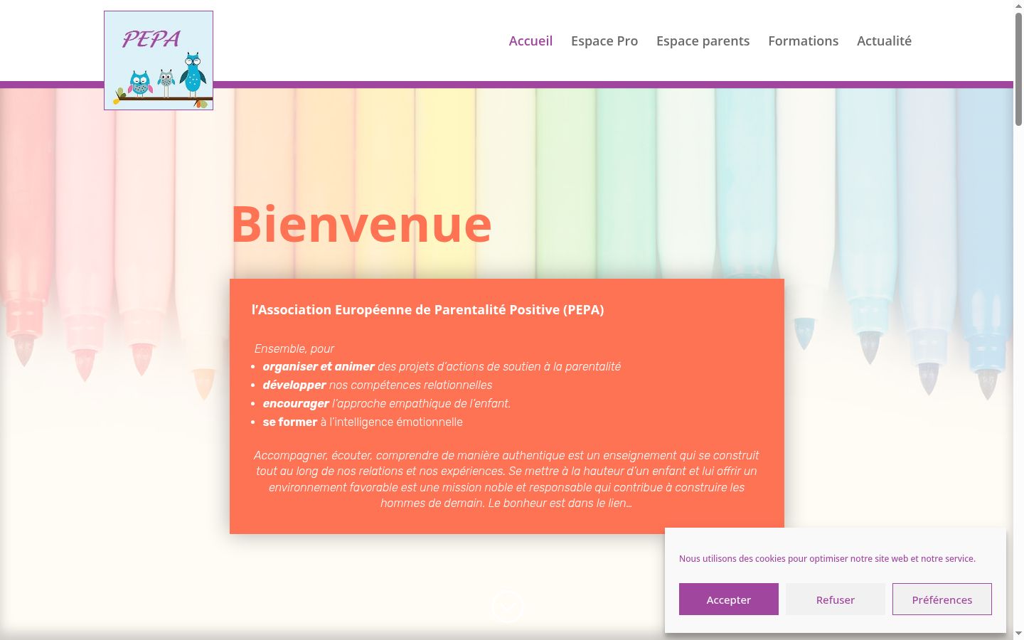 Captura de ecrã do banner de consentimento apresentado antes de qualquer interação