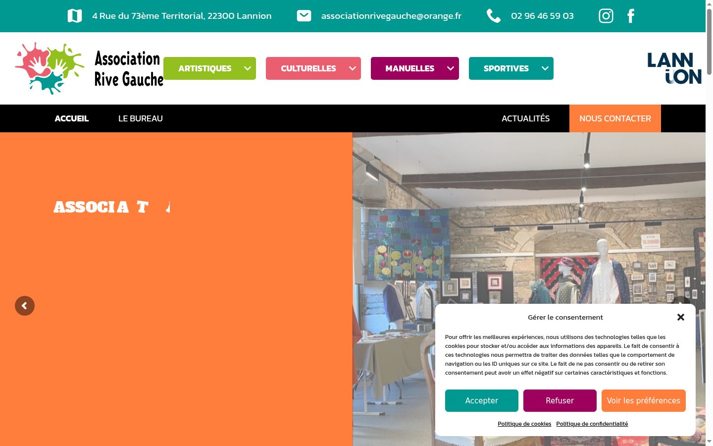Screenshot del banner di consenso mostrato prima di qualsiasi interazione