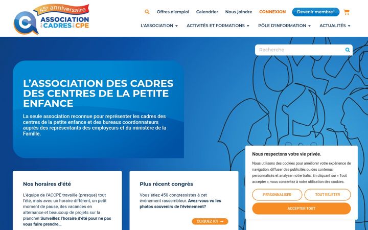 Screenshot of associationdescadres.ca