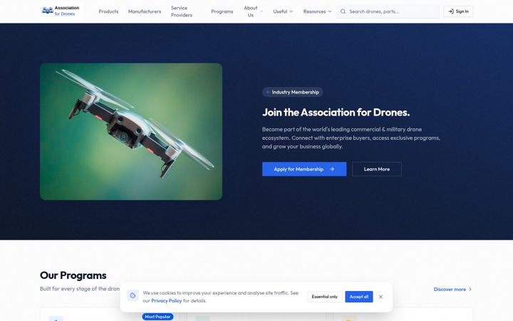 Screenshot of associationfordrones.com
