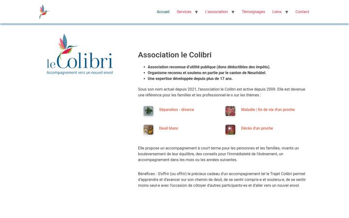 Screenshot of associationlecolibri.ch