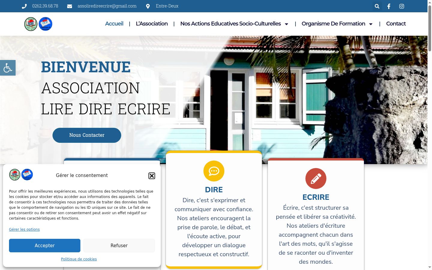Screenshot del banner di consenso mostrato prima di qualsiasi interazione