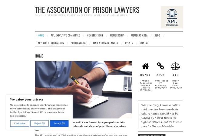 Screenshot of associationofprisonlawyers.co.uk