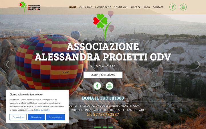 Screenshot stránky associazionealessandraproietti.org