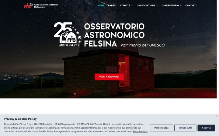 Screenshot of associazioneastrofilibolognesi.it