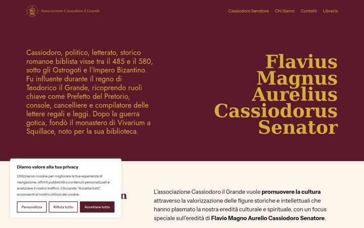 Screenshot of associazionecassiodoroilgrande.it