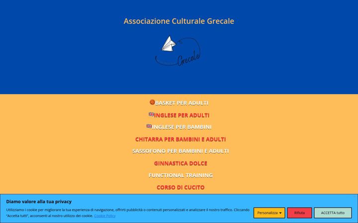 Screenshot of associazioneculturalegrecale.it
