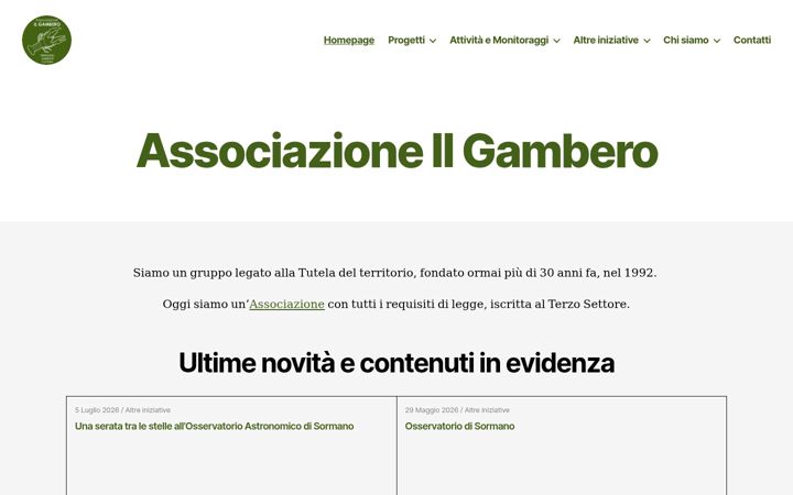Screenshot of associazioneilgambero.it