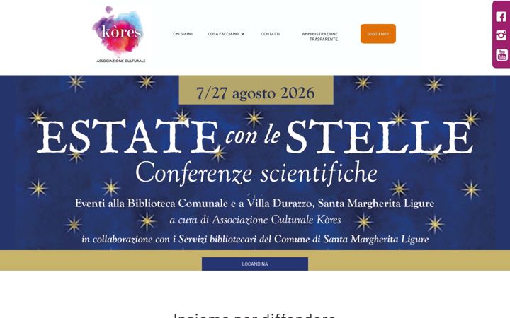 Screenshot of associazionekores.it
