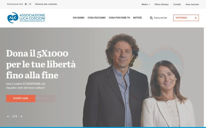 Ekraanipilt saidist associazionelucacoscioni.it