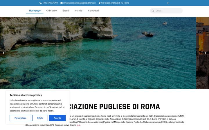 Screenshot of associazionepugliesediroma.it