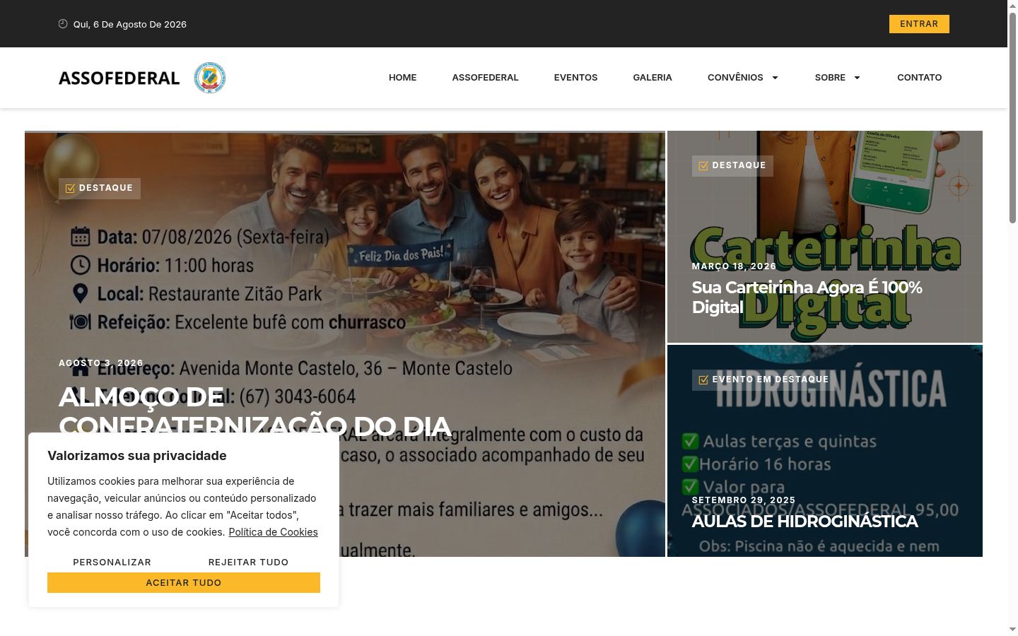 Captura de pantalla del banner de consentimiento mostrado antes de cualquier interacción