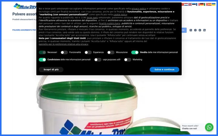 Screenshot of assorbentidisinfettantiecologiciolicombusti.com