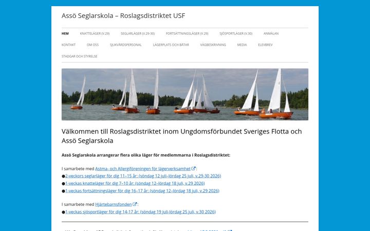 Ekrano kopija assoseglarskola.se