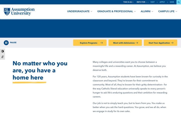 Screenshot of assumption.edu