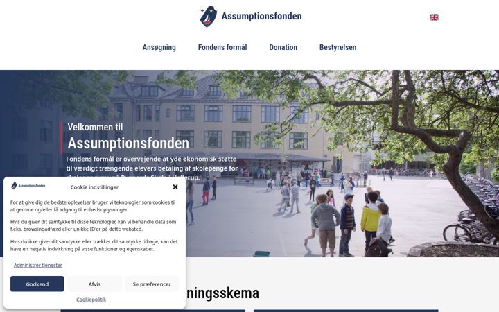 Екранна снимка на assumptionsfonden.dk