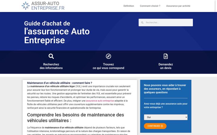 Ekrano kopija assur-auto-entreprise.fr