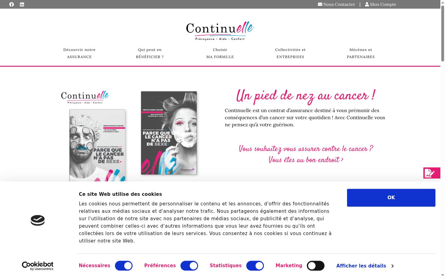 Screenshot del banner di consenso mostrato prima di qualsiasi interazione