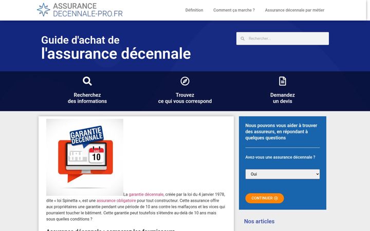 Ekrano kopija assurance-decennale-pro.fr