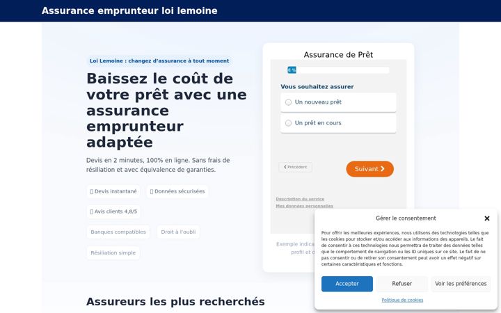 Screenshot of assurance-emprunteur-loi-lemoine.com