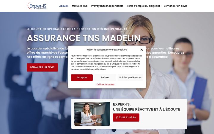 Kuvakaappaus sivustosta assurance-tns-madelin.com
