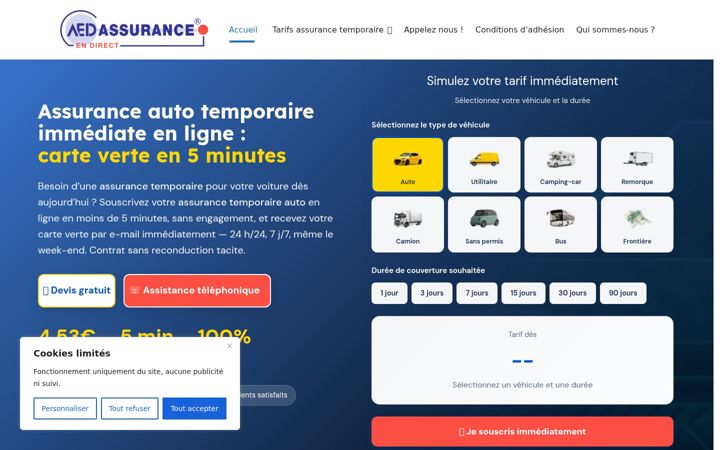 Screenshot of assurance-voiture-temporaire-provisoire.com