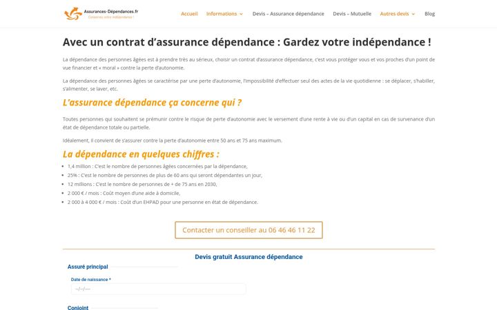 Ekrano kopija assurances-dependances.fr