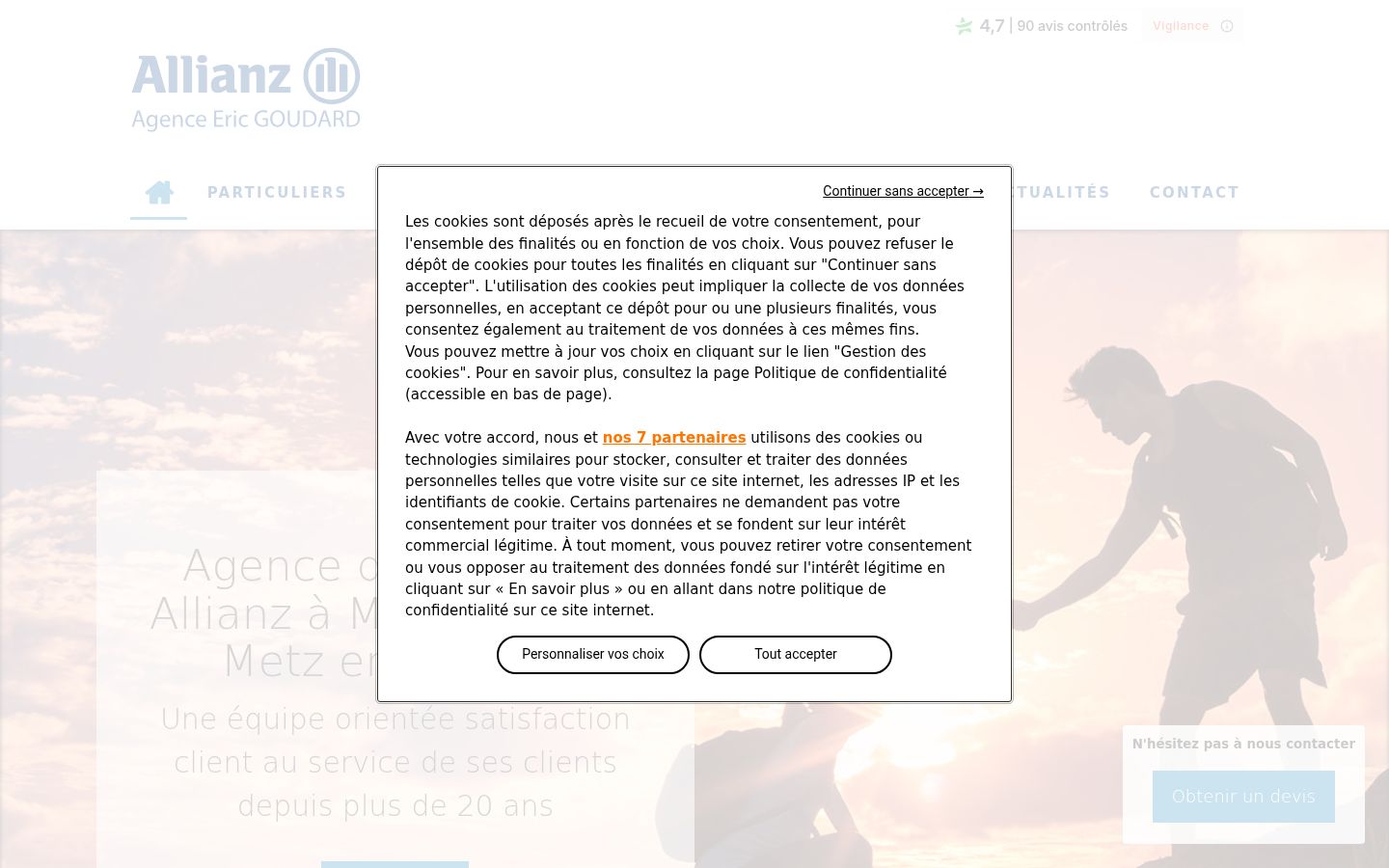 Screenshot del banner di consenso mostrato prima di qualsiasi interazione