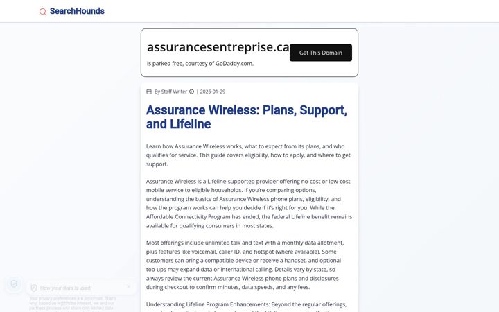 Skärmbild av assurancesentreprise.ca