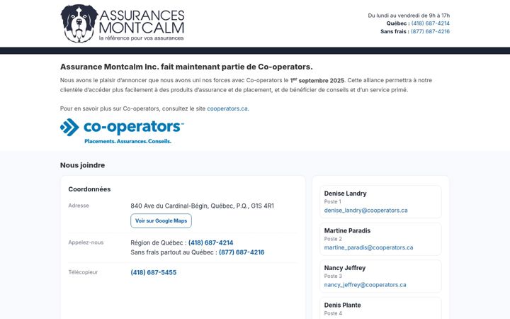Screenshot of assurancesmontcalm.com