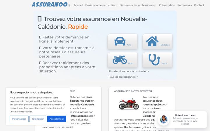 Screenshot of assuranoo.nc